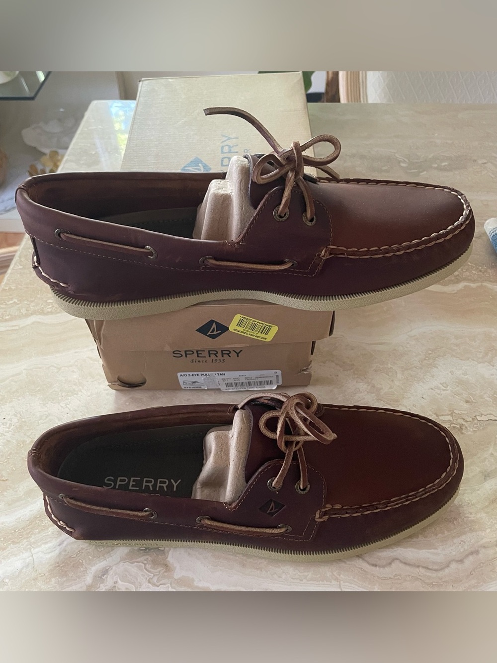 *NEW* Men’s Sperry 2-Eye Top-Sider Leather Boat Shoes size 12M #STS18309